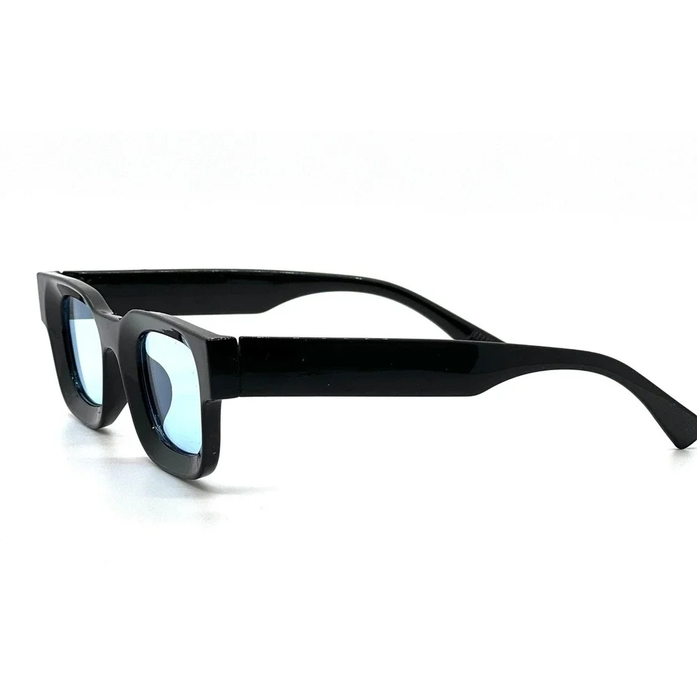 Square Sunglasses Blue Lens Black Frame Mens Fashion Sun Glasses Classic Lentes‎
